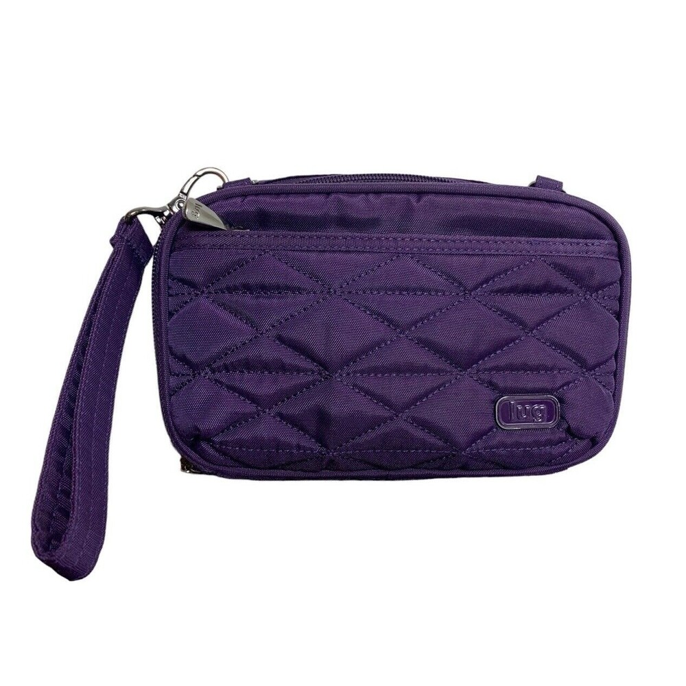 Lug Roundabout Zippered Wallet Purse Wristlet  Crossbody Strap Purple